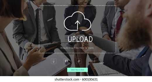 People Using Technology Digital Device with Cloud Computing Icon Graphic