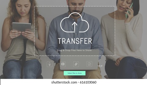 People Using Technology Digital Device with Cloud Computing Icon Graphic