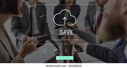 People Using Technology Digital Device with Cloud Computing Icon Graphic