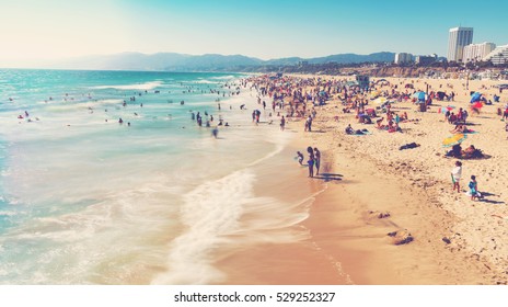 People Visit The Beach In Santa Monica, California