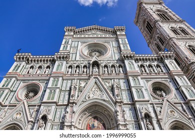 People visit Florence Duomo. Florence Cathedral, formally the Cattedrale di Santa Maria del Fiore and Giotto's Campanile. Cattedrale di Santa Maria del Fiore in Florence. Travel destination