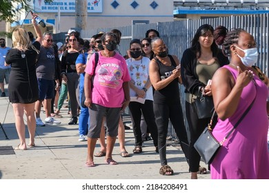 People Wait In Line Outside Blue Bird Liquor Store To Purchase Mega Millions Lottery Tickets In Hawthorne, Calif., Friday, July 29, 2022. 