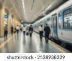 People walk in Dubai metro station, futuristic backdrop for website and news