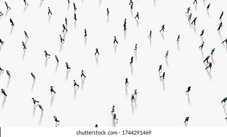 People Walking Against White Background Top View