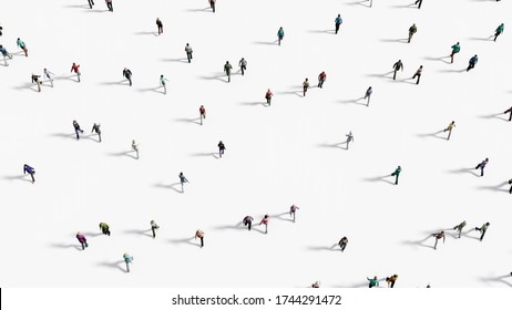 People Walking Against White Background Top View