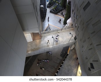 People walking back and forth