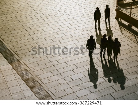 People walking on Pathway Top view Silhouette