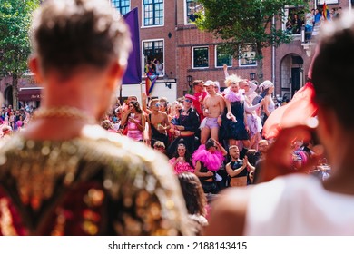 People Watching Canal Parade - Lesbian, Gay, Bisexual, Transgender, Queer Pride Parade In Amsterdam, Netherlands - August 6, 2022.