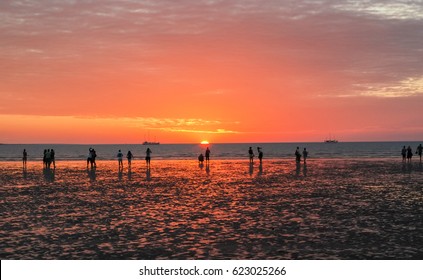 People Watching Sunset At Mindil Beach, Northern Territory, Australia