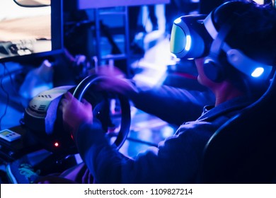 People Wearing Vr Glasses Virtual Reality E Sport Technology Game Entertainment