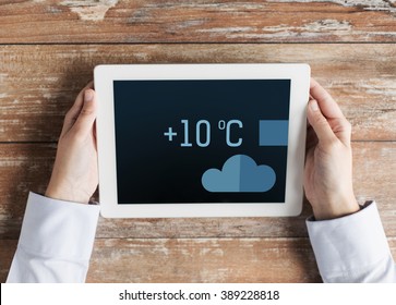 People Weather Forecast Technology Concept Close Stock Photo 389228818