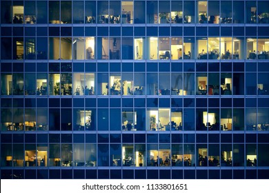 People Work In The Office Building In The Financial City Center.