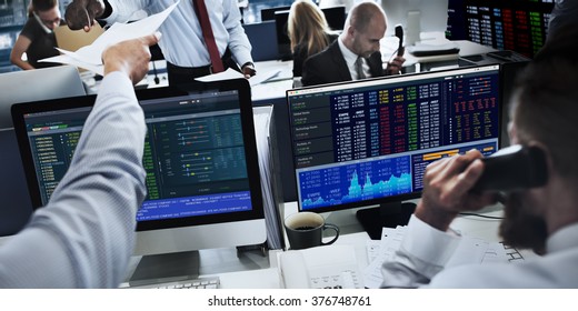 People Working Finance Stock Exchange Concept - Shutterstock ID 376748761