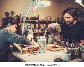 People Working In A Prosthetic Special Fx Workshop