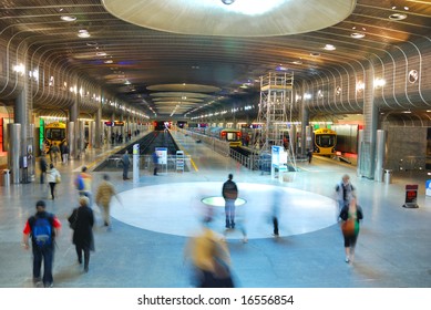 People's Motion On Subway Platform In Auckland Britomart Transport Center, New Zealand