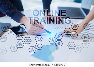 Peoples working in office. Online Training  concept.  - Shutterstock ID 447873796