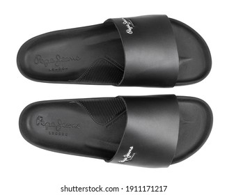 Pepe Jeans Black Slippers Path Isolated On White Top View