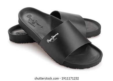 Pepe Jeans Black Slippers Path Isolated On White