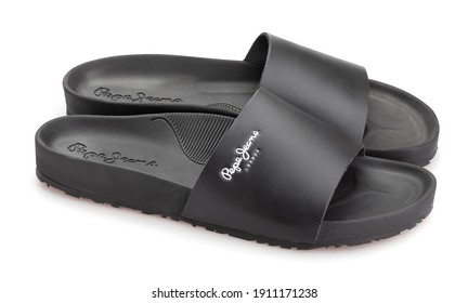 Pepe Jeans Black Slippers Path Isolated On White