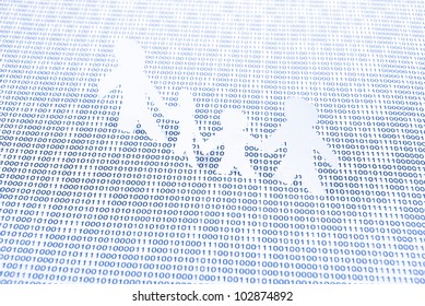 Peper man on binary code