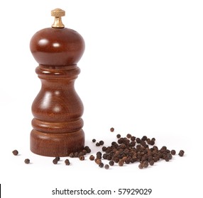 Pepper Mill And Black Peppercorn