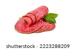 Peppered salami sausage, Isolated on white background