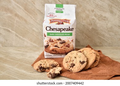 Pepperidge Farm Cheaspake Chocolate Chip Cookies On A Napkin Illustrative Editorial