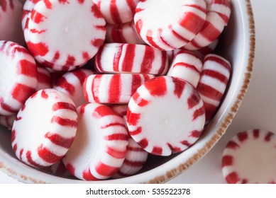 Peppermint Candy Discs In A Bowl