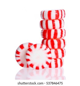 Peppermint Candy Tower Isolated On White