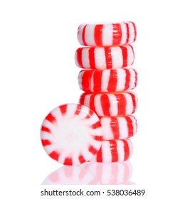 Peppermint Candy Tower Isolated On White