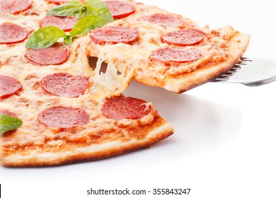  Pepperoni Pizza Beautiful ArrangementOverhead Studio Shot Of Isolated Pepperoni Pizza Beautiful Arrangement