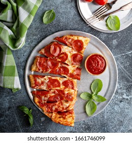 Pepperoni Pizza Bread Sticks With Marinara Dipping Sauce