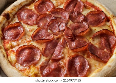 Pepperoni Pizza Close Up. Hot Pizza