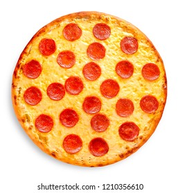 Pepperoni Pizza, Isolated On White Background