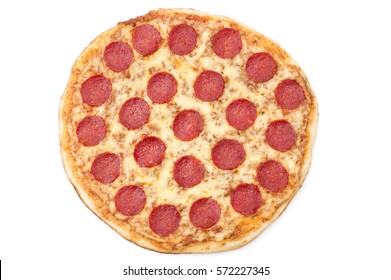 Pepperoni Pizza, Isolated On White Background