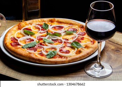 Pepperoni Pizza And Red Wine