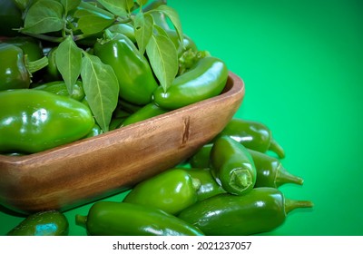 Jalapeño Peppers In Wooden Container