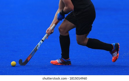 PERAK, MALAYSIA : Hockeys Player Control The Ball At 24th Men`s International Hockey Tournament Sultan Azlan Shah Cup On 2015, At Stadium Azlan Shah, Ipoh, Perak, On 05-12 April. 