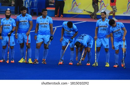 PERAK, MALAYSIA : India Hockeys Team Agains Australia Team At 24th Men`s International Hockey Tournament Sultan Azlan Shah Cup On 2015, At Stadium Azlan Shah, Ipoh, Perak, On 05-12 April