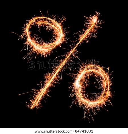 Percent sign. Real sparkler alphabet