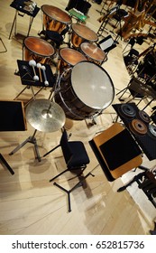 Percussion Instruments Of A Philharmonic Orchestra With Brake Drums