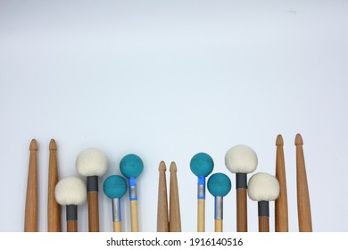 Percussion Mallets Set On A White Background.