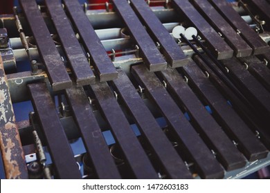 Percussion musical instrument xylophone close-up