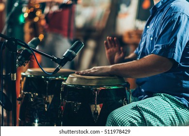 Percussionist Playing Drums On Concert