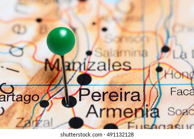 Pereira Pinned On A Map Of Colombia
