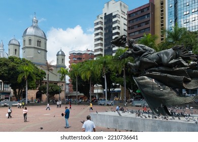 Pereira, Risaralda, Colombia. February 3, 2022: Bolívar Nude Sculpture In Bolívar Park.