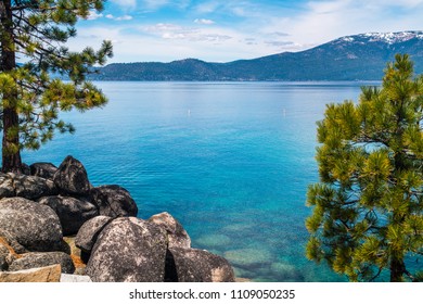 Perfect Camping And Hiking At Crystal Clear Blue Waters Of Lake Tahoe , California A Dream Landscape In The Sierra Nevada Mountain Range A Travel Destination Of Gorgeous Mountain Lake Side Adventure