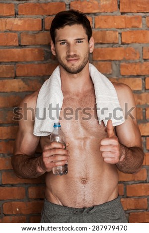 Similar – Image, Stock Photo young man shirtless studio shot portrait