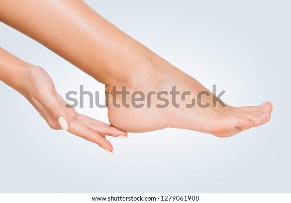 Perfect Clean Female Feet Woman Touching Stock Photo (edit Now) 1279061908