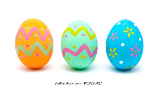 Perfect colorful handmade easter eggs isolated on a white background